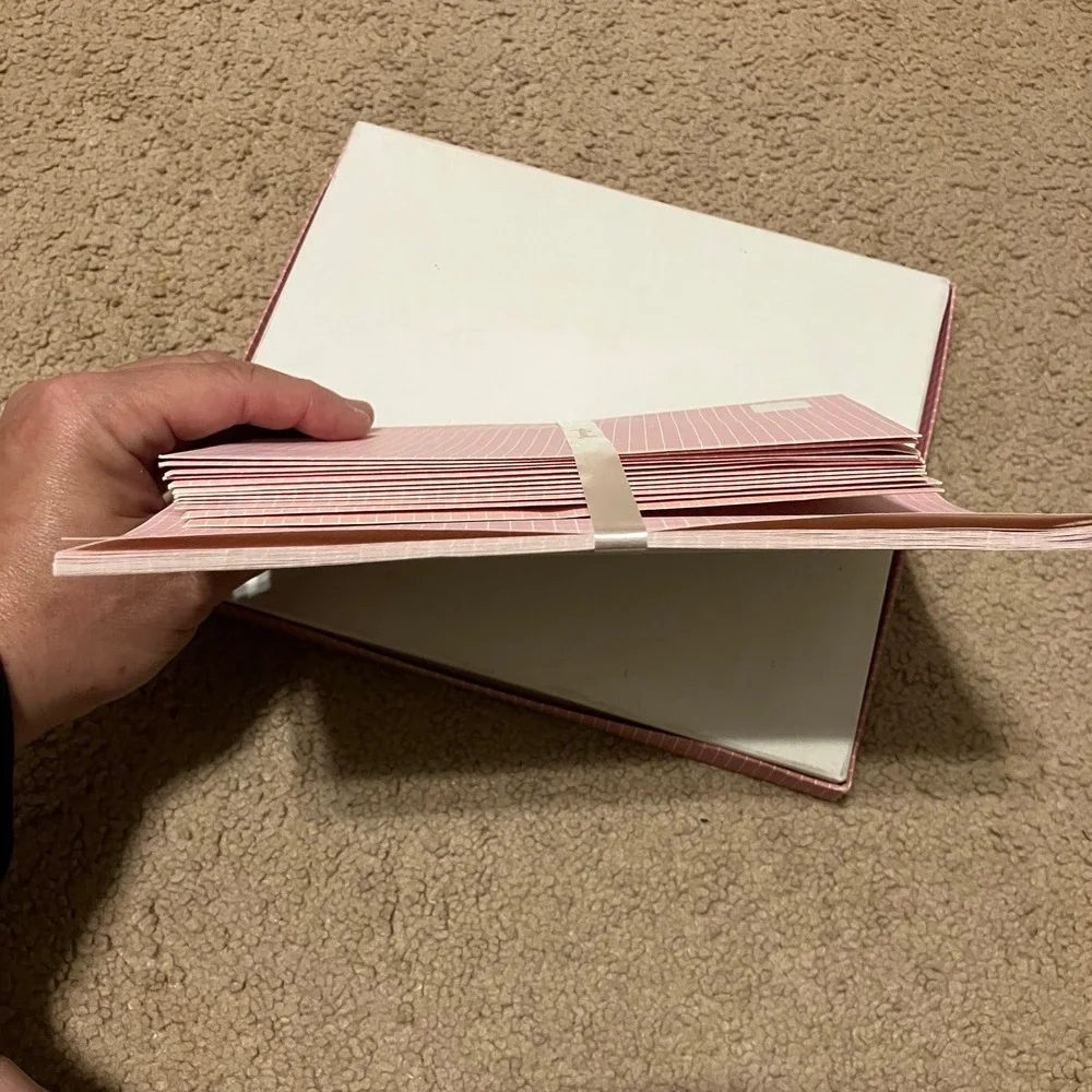 Hallmark Vintage Stationary Writing Paper & Envelopes Pink/ White Graph Print